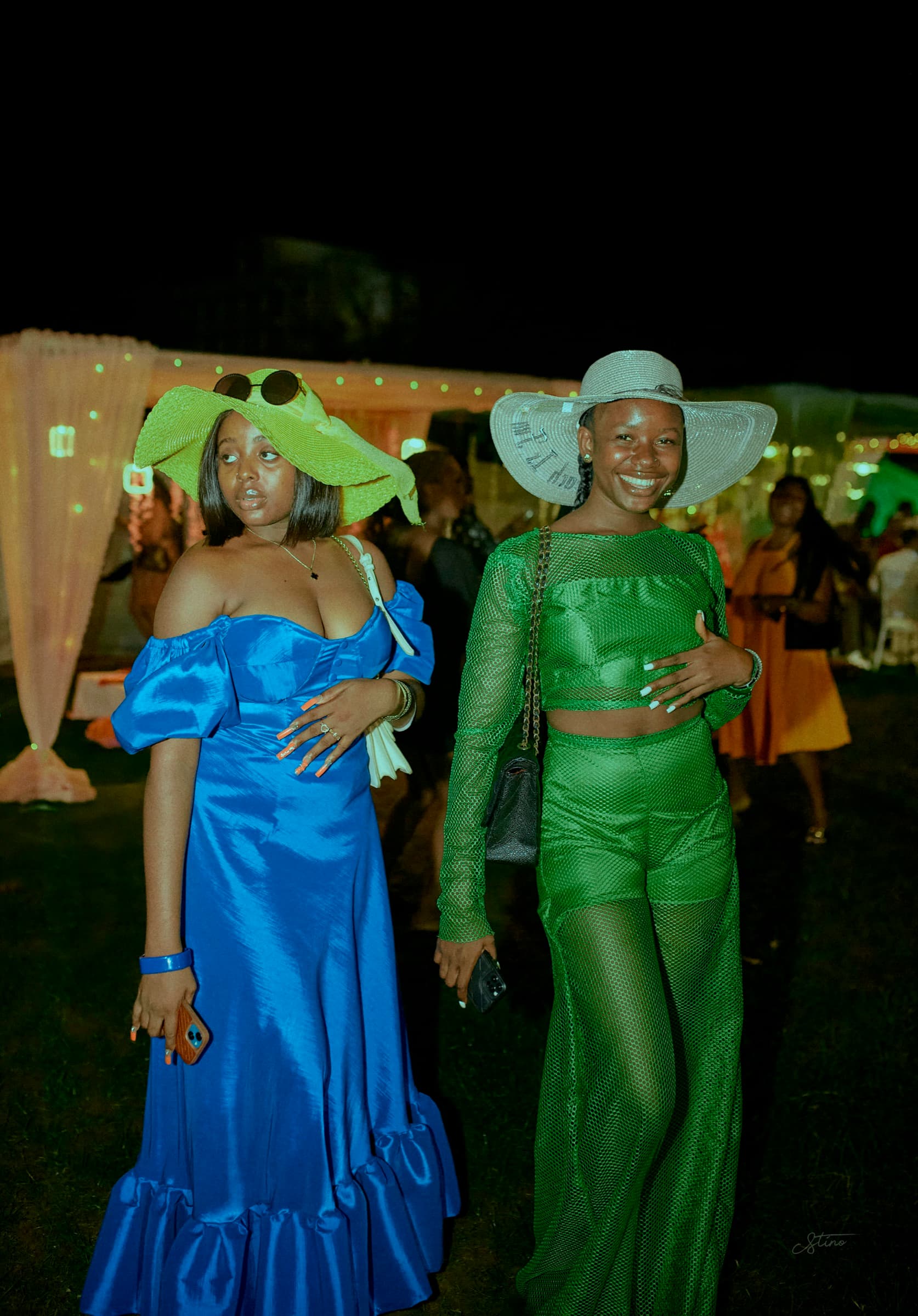 Guests in bright outfits